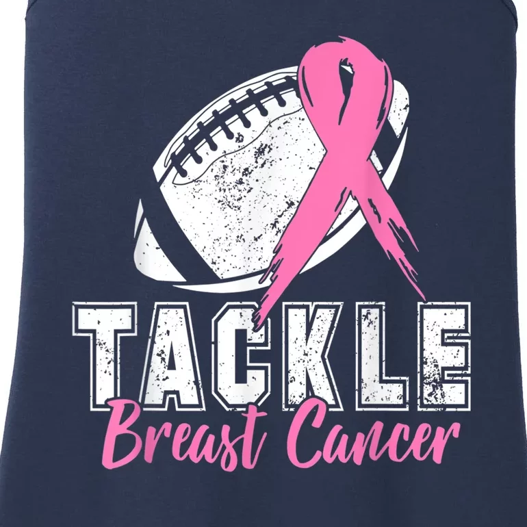 Tackle Football Pink Ribbon Breast Cancer Awareness Ladies Essential Tank