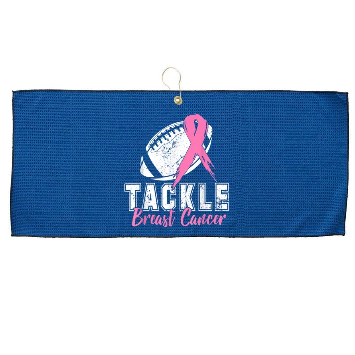 Tackle Football Pink Ribbon Breast Cancer Awareness Large Microfiber Waffle Golf Towel