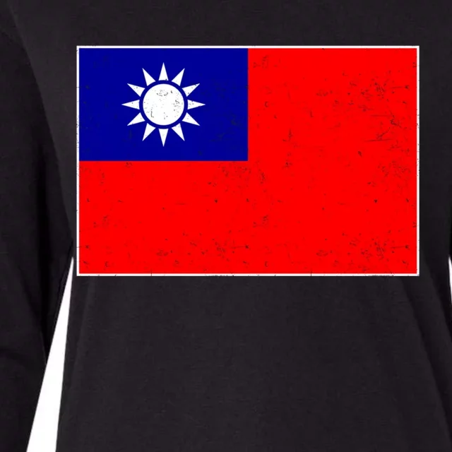 Taiwan Flag Proud Taiwanese Distressed Taiwan Flag Great Gift Womens Cotton Relaxed Long Sleeve T-Shirt