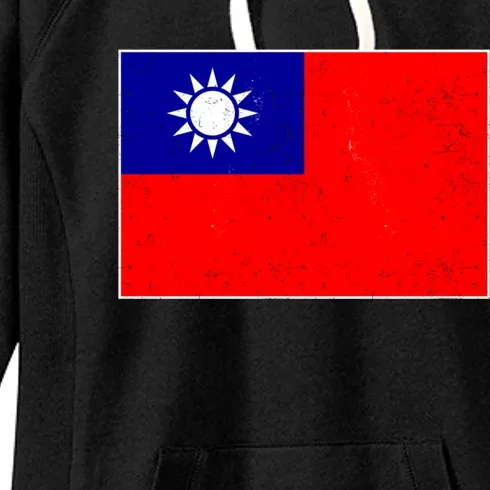 Taiwan Flag Proud Taiwanese Distressed Taiwan Flag Great Gift Women's Fleece Hoodie