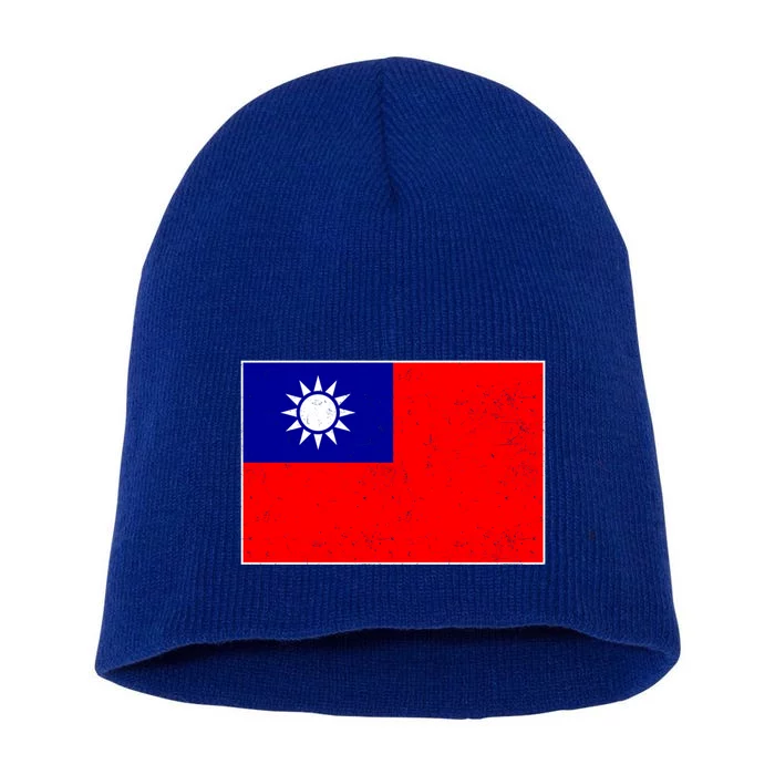 Taiwan Flag Proud Taiwanese Distressed Taiwan Flag Great Gift Short Acrylic Beanie