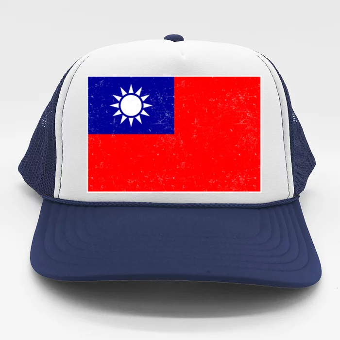 Taiwan Flag Proud Taiwanese Distressed Taiwan Flag Great Gift Trucker Hat