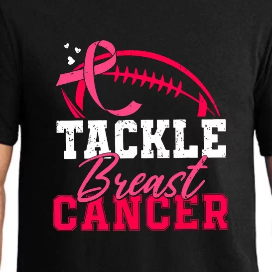 Tackle Football Pink Ribbon Breast Cancer Awareness Gift For Man Pajama Set