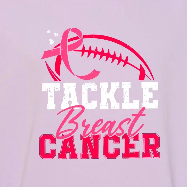 Tackle Football Pink Ribbon Breast Cancer Awareness Gift For Man Garment-Dyed Sweatshirt