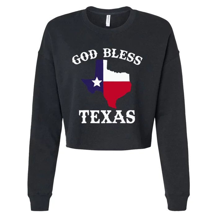 Texas Flag Patriotic Texan Pride God Bless Texas Cropped Pullover Crew