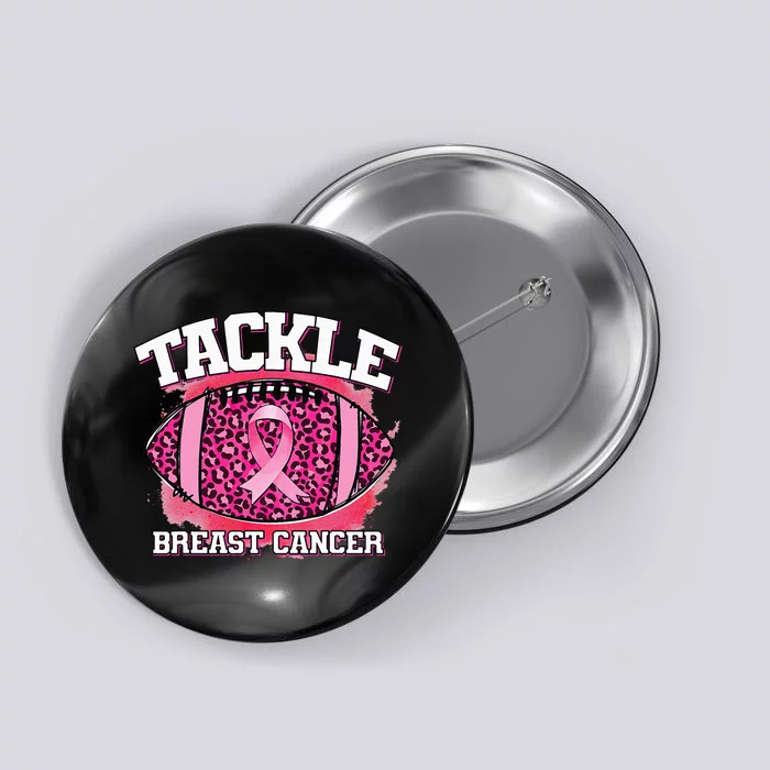 Tackle Football Pink Ribbon Breast Cancer Awareness Button