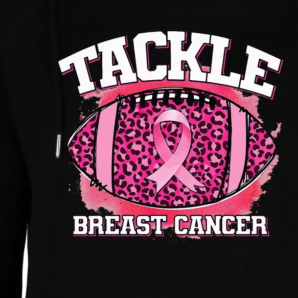 Tackle Football Pink Ribbon Breast Cancer Awareness Womens Funnel Neck Pullover Hood