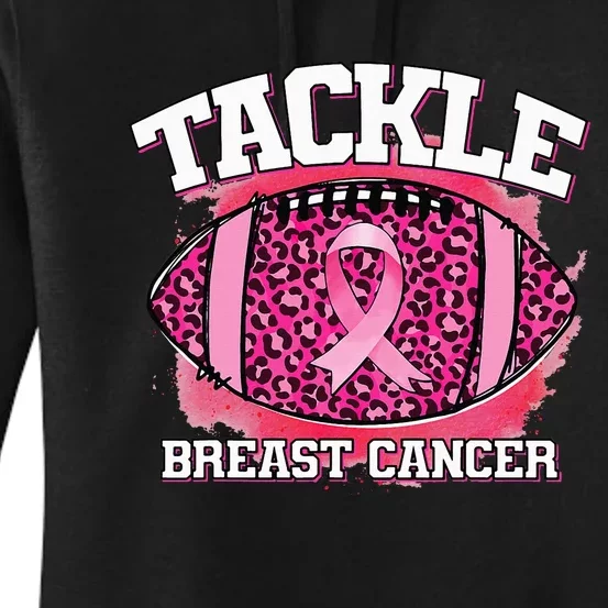 Tackle Football Pink Ribbon Breast Cancer Awareness Women's Pullover Hoodie