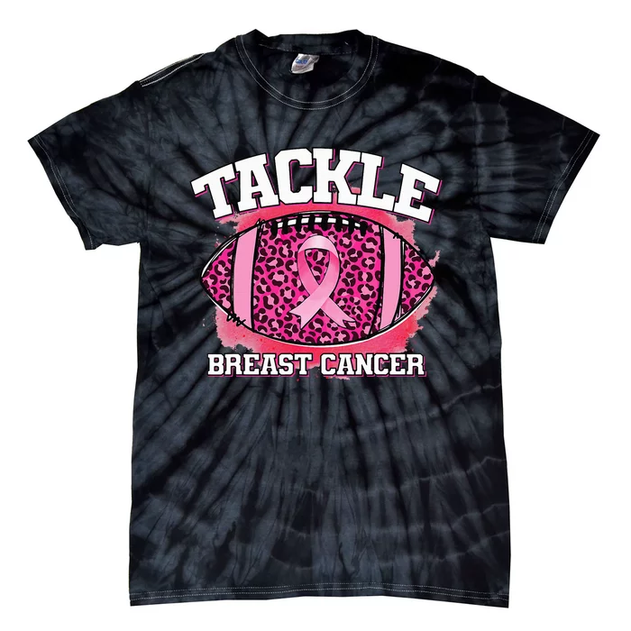 Tackle Football Pink Ribbon Breast Cancer Awareness Tie-Dye T-Shirt