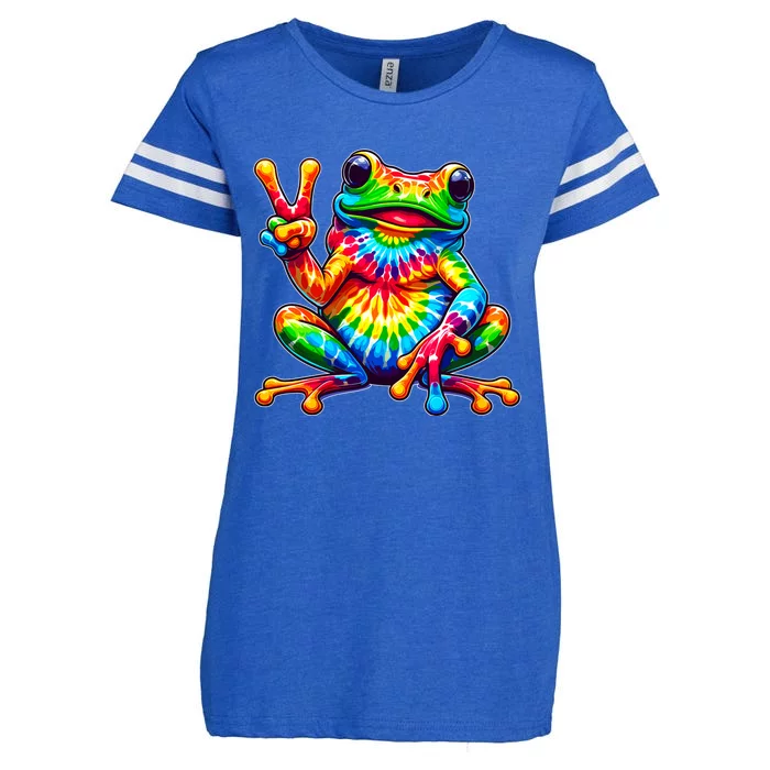 Tiedye Frog Peace Sign Hippie Enza Ladies Jersey Football T-Shirt