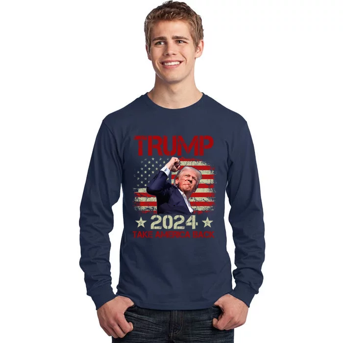 Trump Fist Pump Shot At Trump 2024 Trump Survives Rally Shooting Tall Long Sleeve T-Shirt