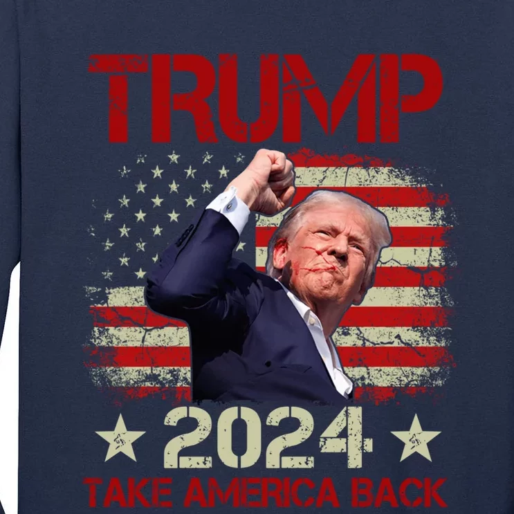 Trump Fist Pump Shot At Trump 2024 Trump Survives Rally Shooting Tall Long Sleeve T-Shirt