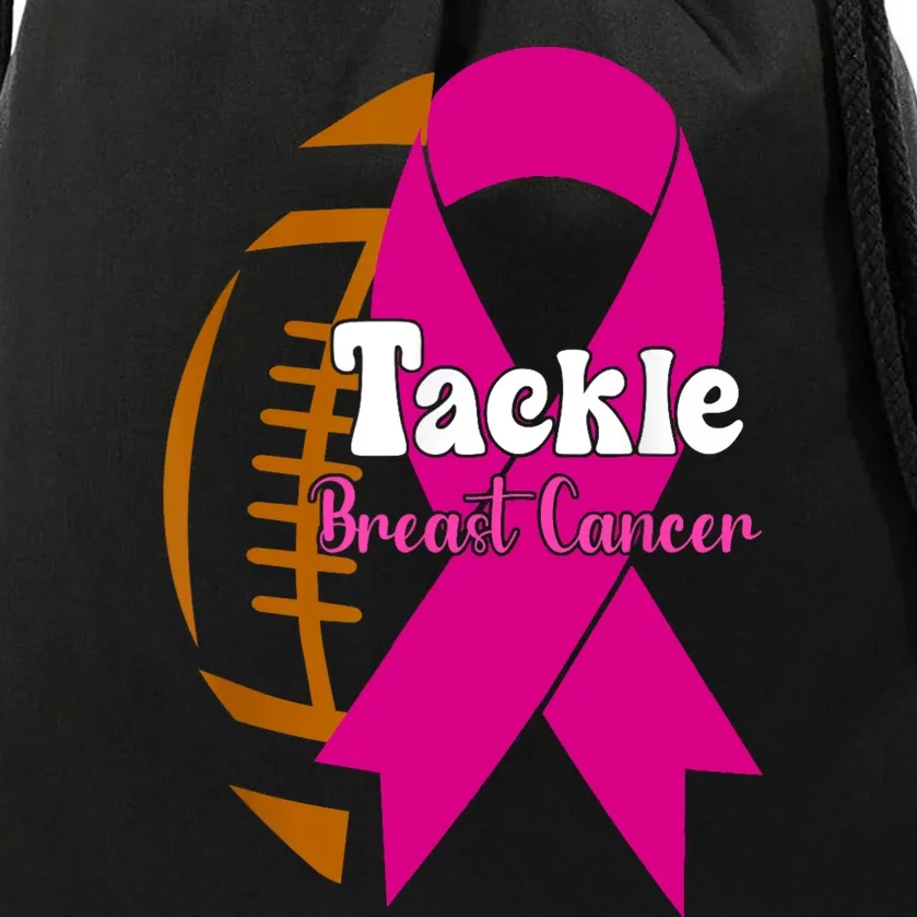 Tackle Football Pink Ribbon Breast Cancer Awareness Drawstring Bag