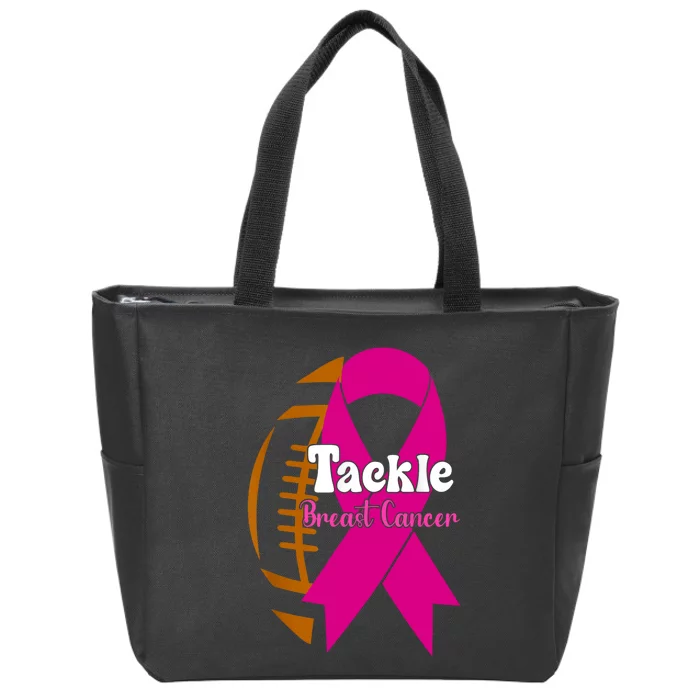 Tackle Football Pink Ribbon Breast Cancer Awareness Zip Tote Bag