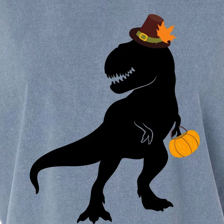 Thanksgiving Funny Pilgrim Dinosaur Boy Grey Raglan Design Funny Thanksgi Garment-Dyed Women's Muscle Tee