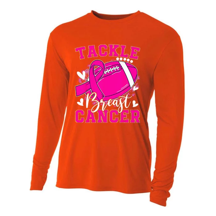 Tackle Football Pink Ribbon Breast Cancer Awareness Cooling Performance Long Sleeve Crew