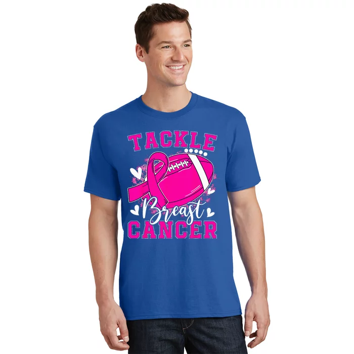 Tackle Football Pink Ribbon Breast Cancer Awareness T-Shirt