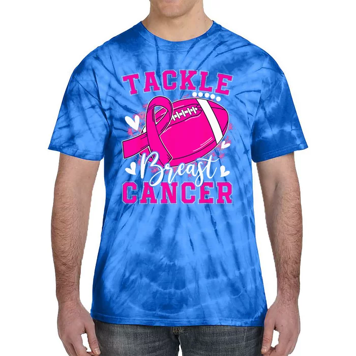 Tackle Football Pink Ribbon Breast Cancer Awareness Tie-Dye T-Shirt