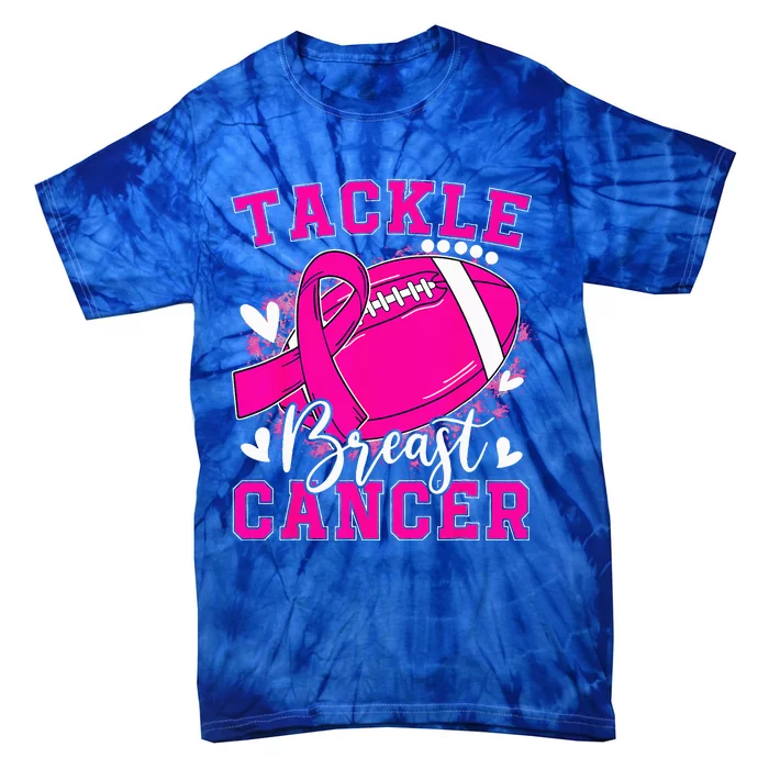 Tackle Football Pink Ribbon Breast Cancer Awareness Tie-Dye T-Shirt