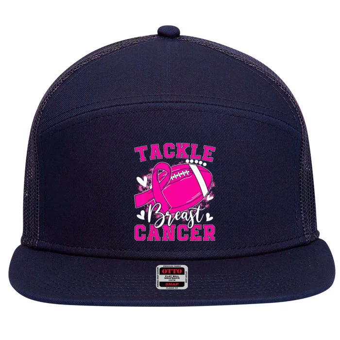 Tackle Football Pink Ribbon Breast Cancer Awareness 7 Panel Mesh Trucker Snapback Hat