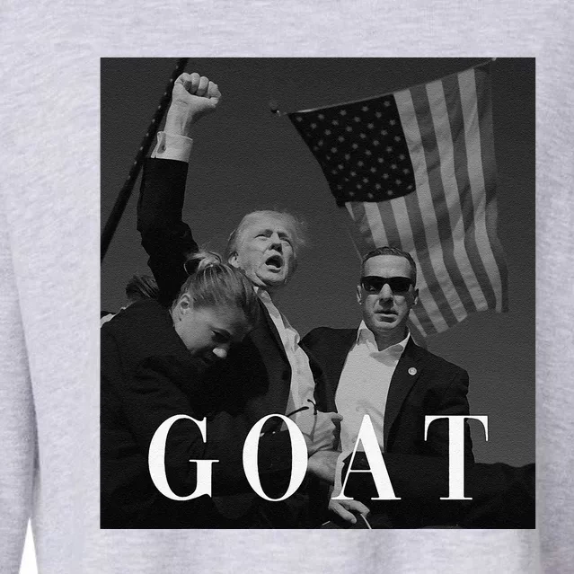 Trump Fist Pump Butler Rally Patriotic Goat Trump Cropped Pullover Crew