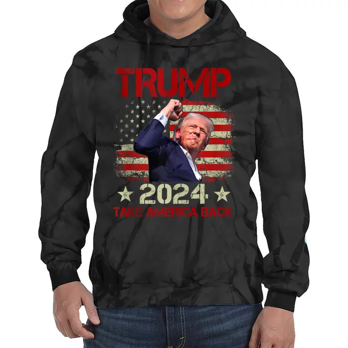 Trump Fist Pump Shot At Trump 2024 Trump Survives Rally Tie Dye Hoodie