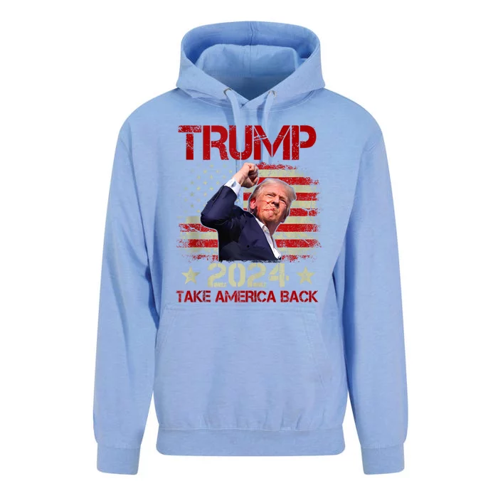 Trump Fist Pump Shot At Trump 2024 Trump Survives Rally Unisex Surf Hoodie