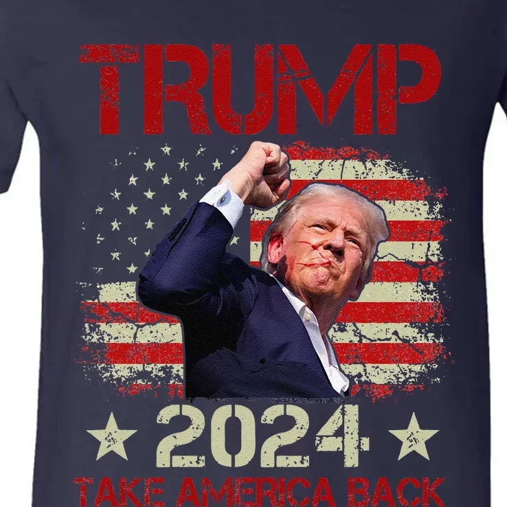 Trump Fist Pump Shot At Trump 2024 Trump Survives Rally V-Neck T-Shirt