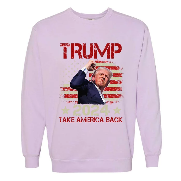 Trump Fist Pump Shot At Trump 2024 Trump Survives Rally Garment-Dyed Sweatshirt