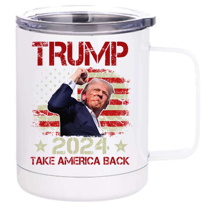 Trump Fist Pump Shot At Trump 2024 Trump Survives Rally Front & Back 12oz Stainless Steel Tumbler Cup