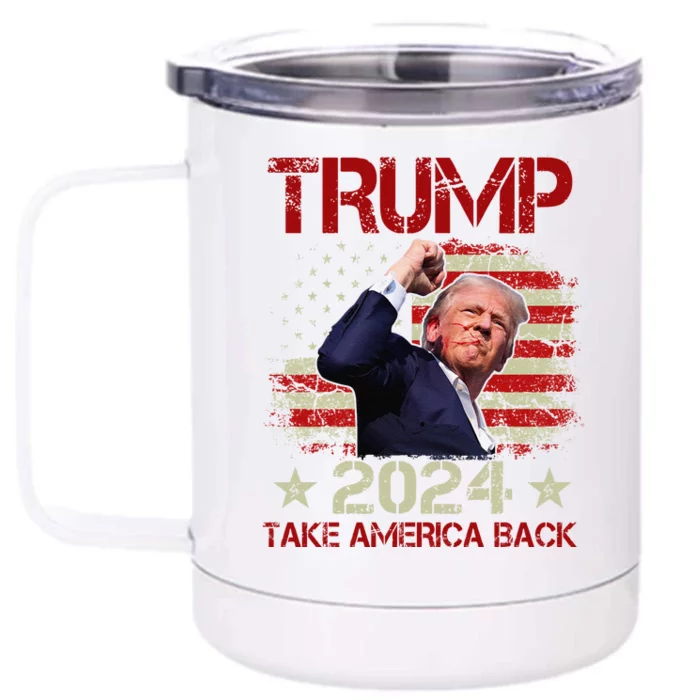 Trump Fist Pump Shot At Trump 2024 Trump Survives Rally Front & Back 12oz Stainless Steel Tumbler Cup