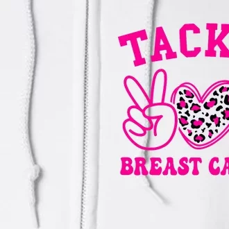 Tackle Football Peace Love Football Pink Breast Cancer Full Zip Hoodie