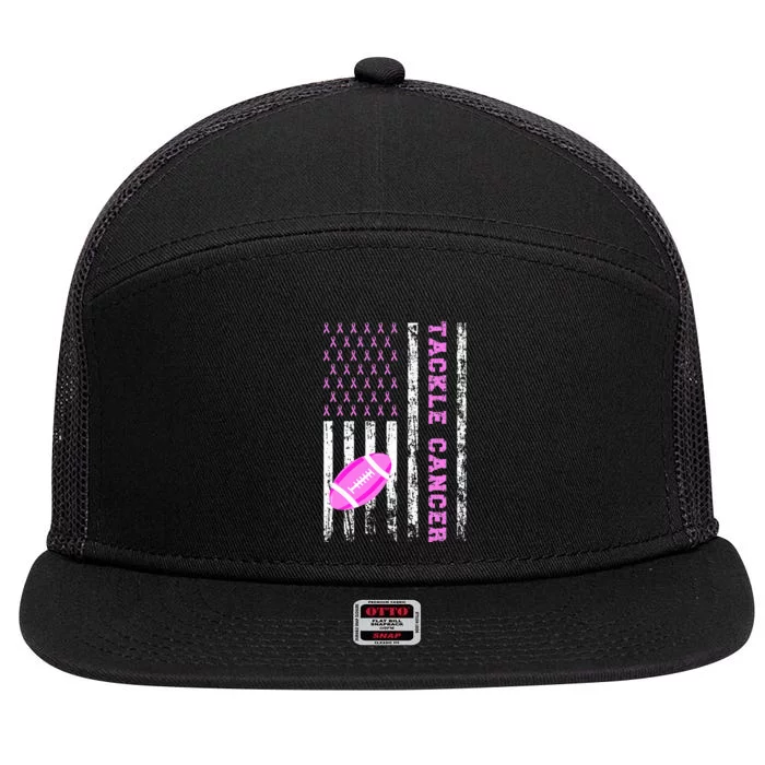 Tackle Football Pink Ribbon Breast Cancer Awareness 7 Panel Mesh Trucker Snapback Hat