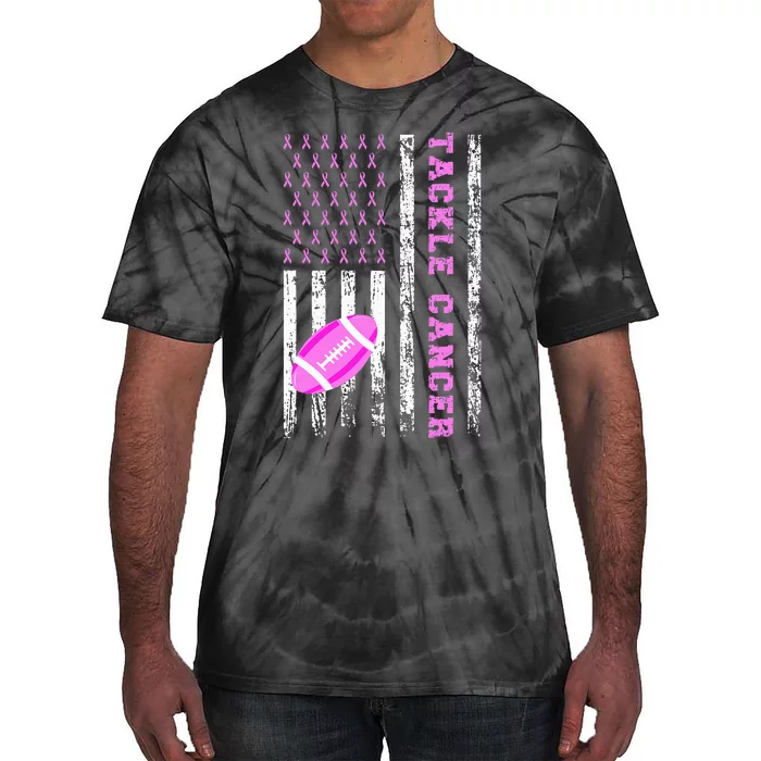 Tackle Football Pink Ribbon Breast Cancer Awareness Tie-Dye T-Shirt