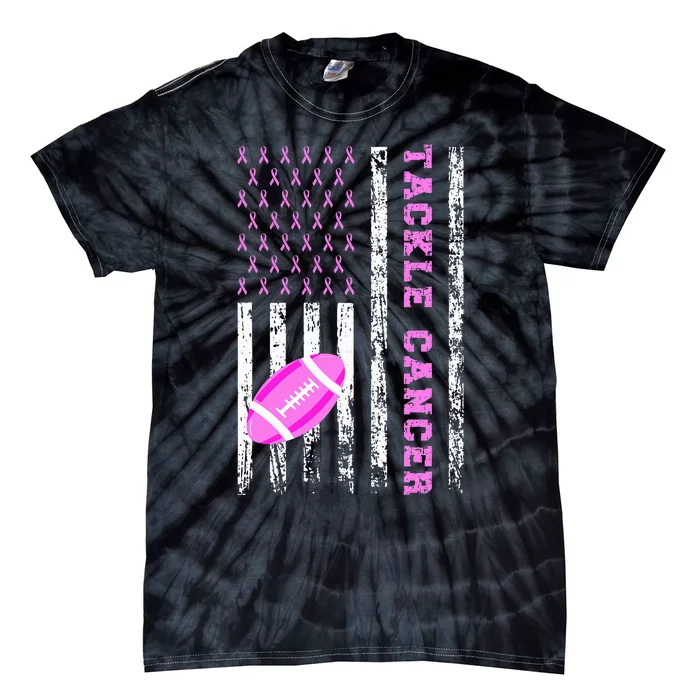 Tackle Football Pink Ribbon Breast Cancer Awareness Tie-Dye T-Shirt