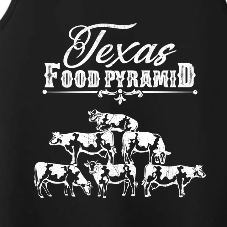 Texas Food Pyramid Funny Cow Pyramid Tee Gift Performance Tank