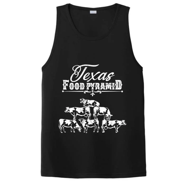 Texas Food Pyramid Funny Cow Pyramid Tee Gift Performance Tank