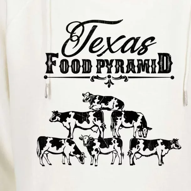 Texas Food Pyramid Funny Cow Pyramid Tee Gift Womens Funnel Neck Pullover Hood