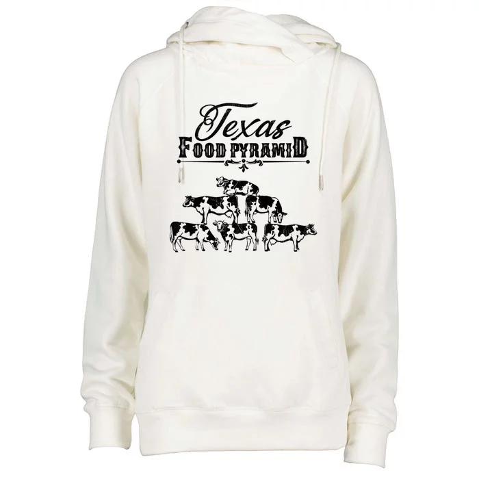 Texas Food Pyramid Funny Cow Pyramid Tee Gift Womens Funnel Neck Pullover Hood