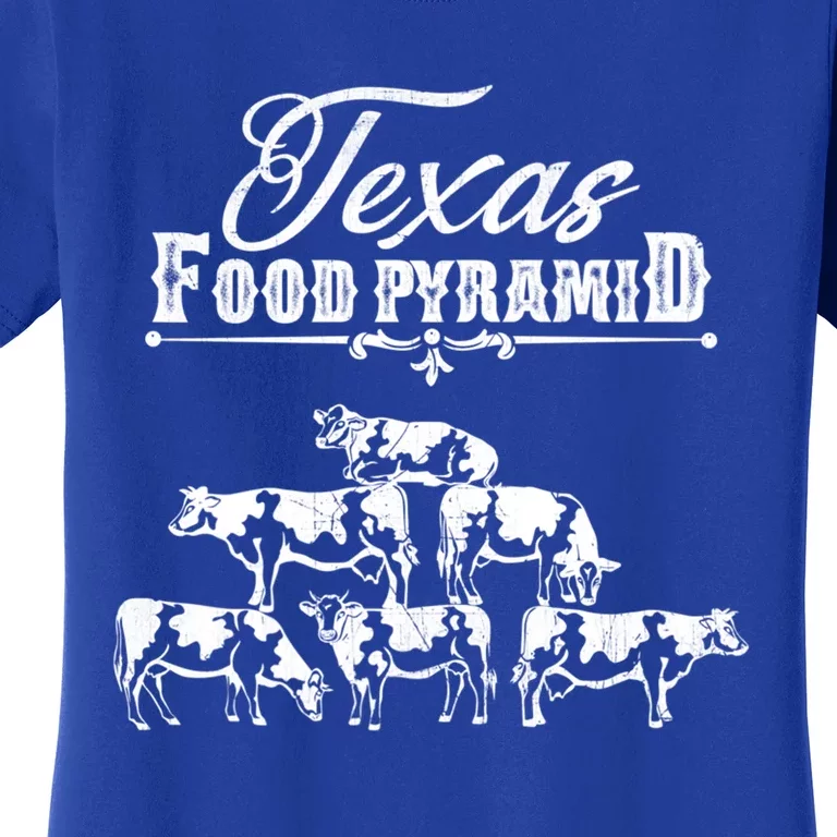 Texas Food Pyramid Funny Cow Pyramid Tee Gift Women's T-Shirt