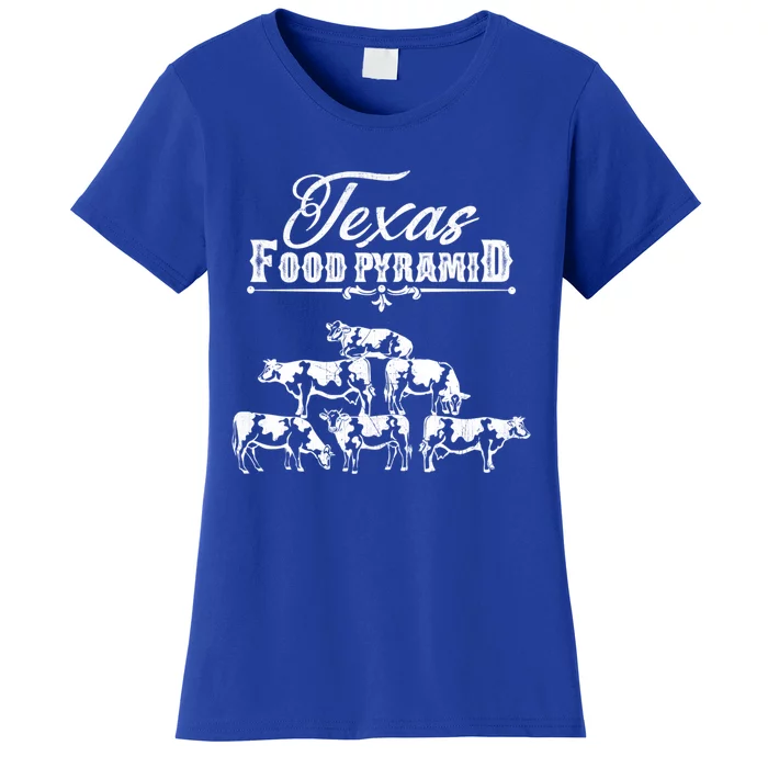 Texas Food Pyramid Funny Cow Pyramid Tee Gift Women's T-Shirt