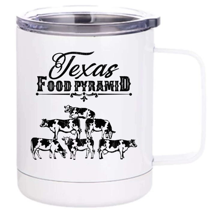 Texas Food Pyramid Funny Cow Pyramid Tee Gift Front & Back 12oz Stainless Steel Tumbler Cup