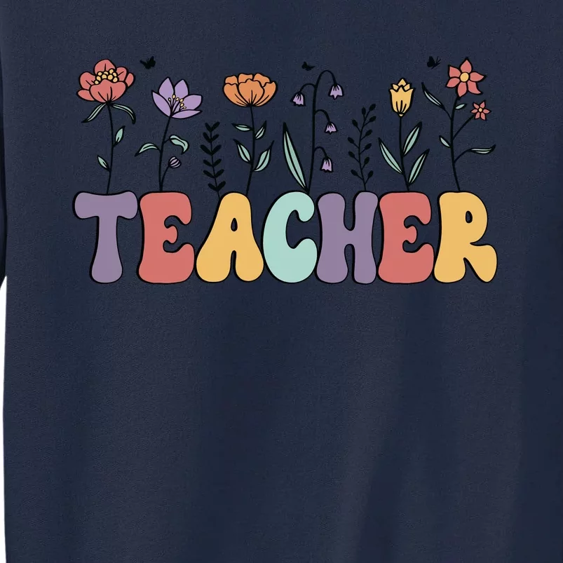 Teacher Floral PNG Tall Sweatshirt