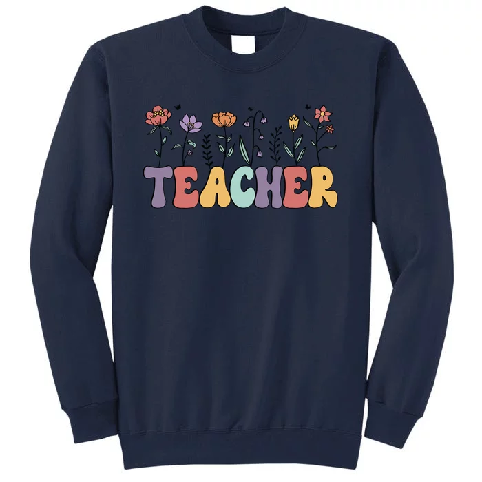 Teacher Floral PNG Tall Sweatshirt