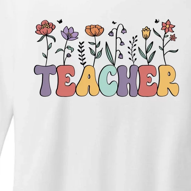 Teacher Floral PNG Womens CVC Long Sleeve Shirt