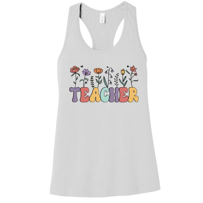 Teacher Floral PNG Women's Racerback Tank