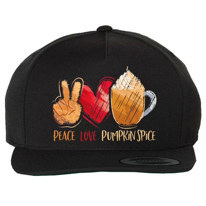 Thanksgiving Fall Peace Love Pumpkin Spice Wool Snapback Cap