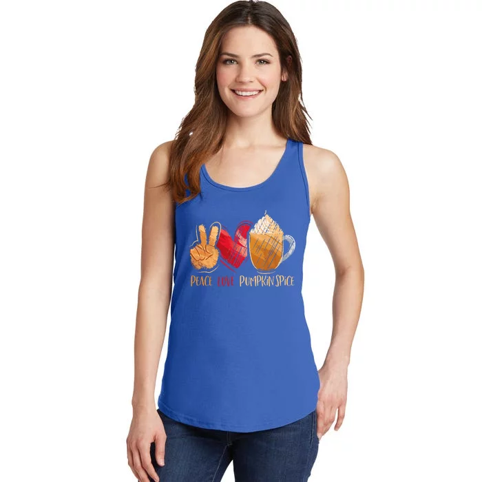 Thanksgiving Fall Peace Love Pumpkin Spice Ladies Essential Tank