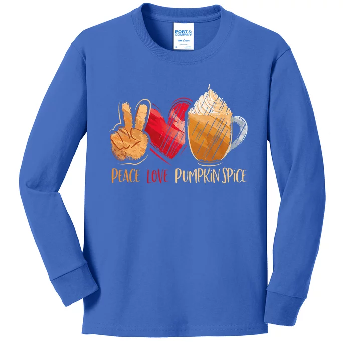 Thanksgiving Fall Peace Love Pumpkin Spice Kids Long Sleeve Shirt