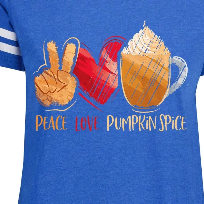 Thanksgiving Fall Peace Love Pumpkin Spice Enza Ladies Jersey Football T-Shirt